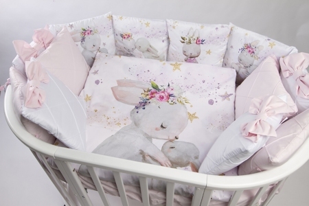 Комплект в кроватку Премиум ПАННО 5 шт.подушками "Мамина любовь" (розовый)